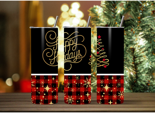 Happy Holidays Tumbler in Gold